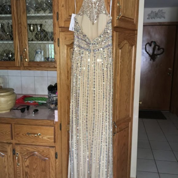 Sherri Hill 50248- Champagne/  Nude/ Iridescent - Picture 11 of 13